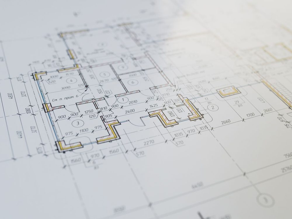 A close view of a dimensioned architectural floor plan